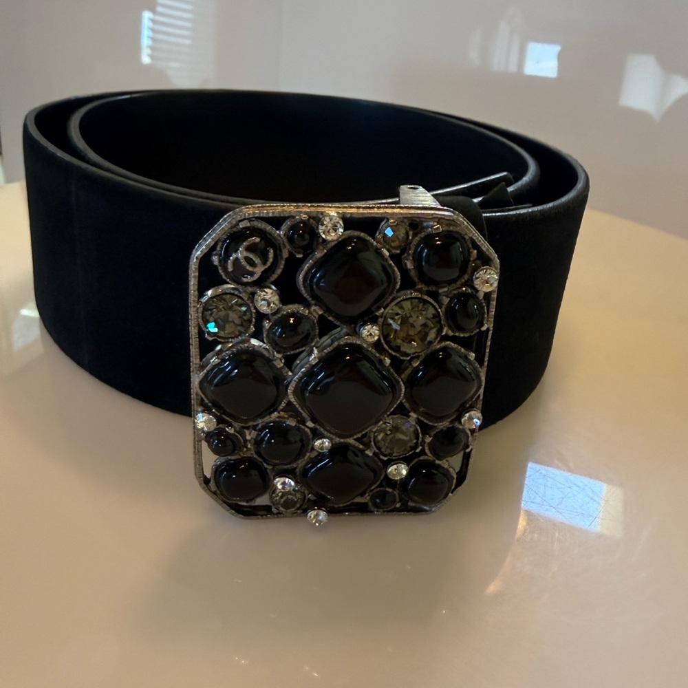 Chanel Black Jeweled Statement Belt